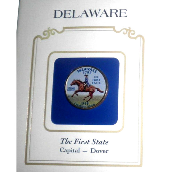 DELAWARE COLORIZED QUARTER & FIRST DAY COVER BY POSTAL COMMEMORATIVE SOCIETY - Picture 2 of 3